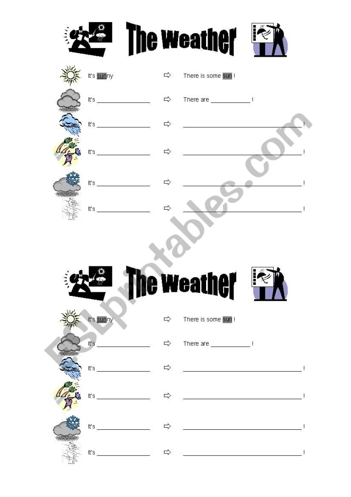 Adjectives to Describe Weather worksheet for second graders focusing on sentence construction
