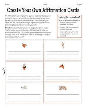 Sixth grade student filling out affirmation cards in a fractions-themed SEL worksheet