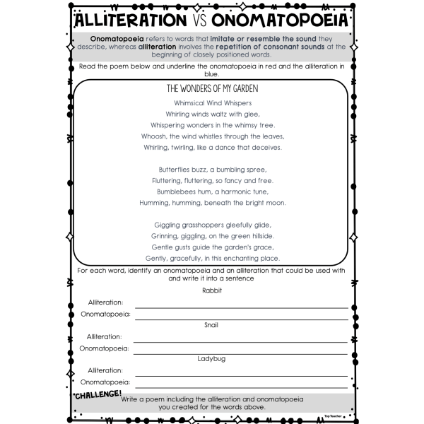 Engaging third grade alliteration activity with a springtime poem focus Third grade students working on an alliteration in poetry worksheet featuring Casey at the Bat
