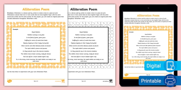 Alliteration in Poetry worksheet for third graders featuring repeated sounds in Casey at the Bat 21 Third grade worksheet focusing on alliteration using the poem Casey at the Bat in spring