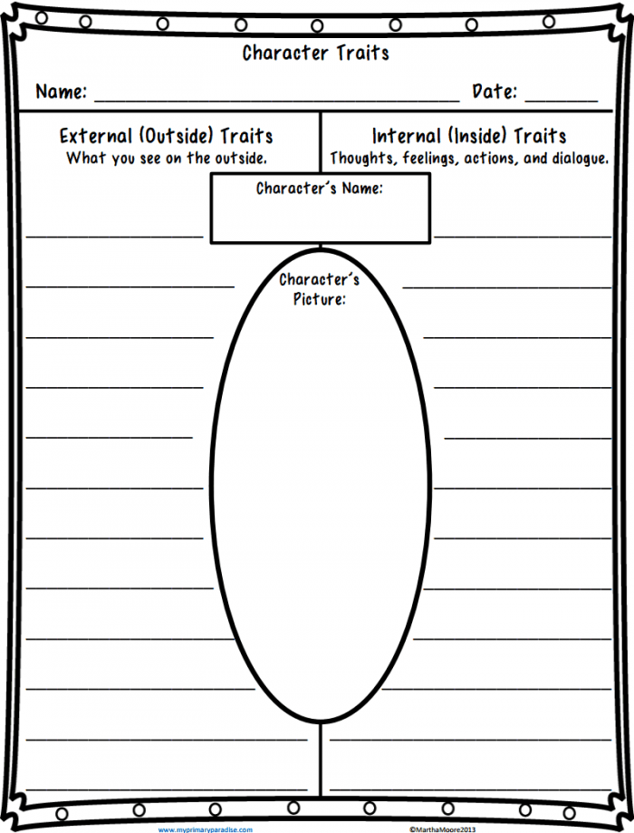 Worksheet image 8 showing a character traits comparison exercise for fifth graders Fifth Grade worksheet for comparing personal character traits with others in an alphabet-themed activity