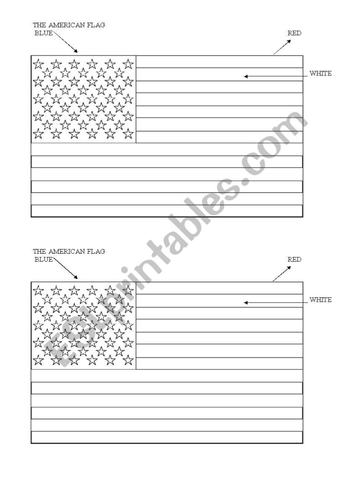 First Grade worksheet featuring the American flag and eagle for history class