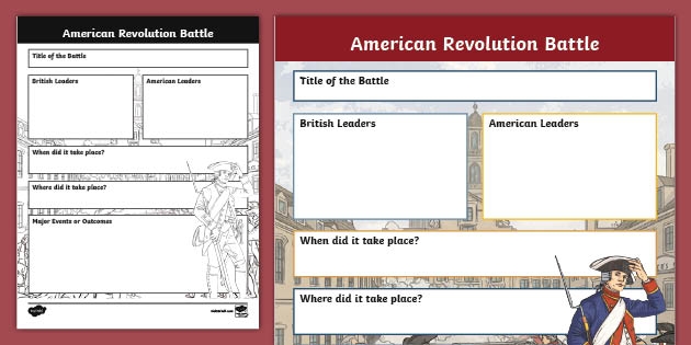 American Revolution Battles worksheet for practicing mixed operations in grade five, image 10 Fifth grade worksheet focusing on key battles of the American Revolution with dates and operations