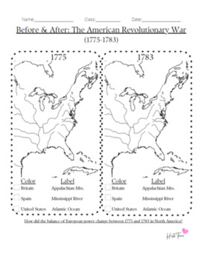American Revolution Battles practice worksheet for fifth graders number 19 Fifth grade worksheet on American Revolution battles featuring dates and events