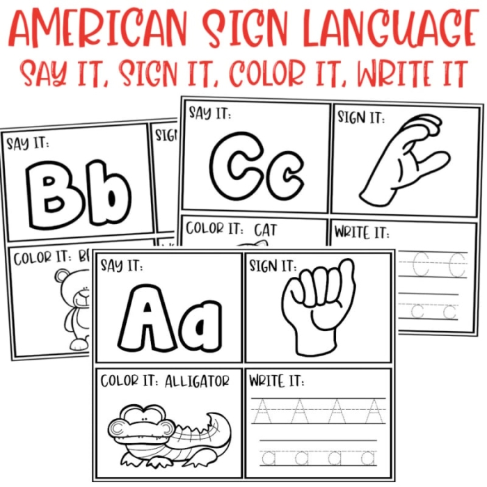 Fourth Grade worksheet for practicing American Sign Language alphabet and decoding a motivational quote