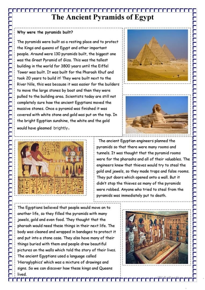 Third Grade worksheet featuring a word search and quiz about Ancient Egypt history