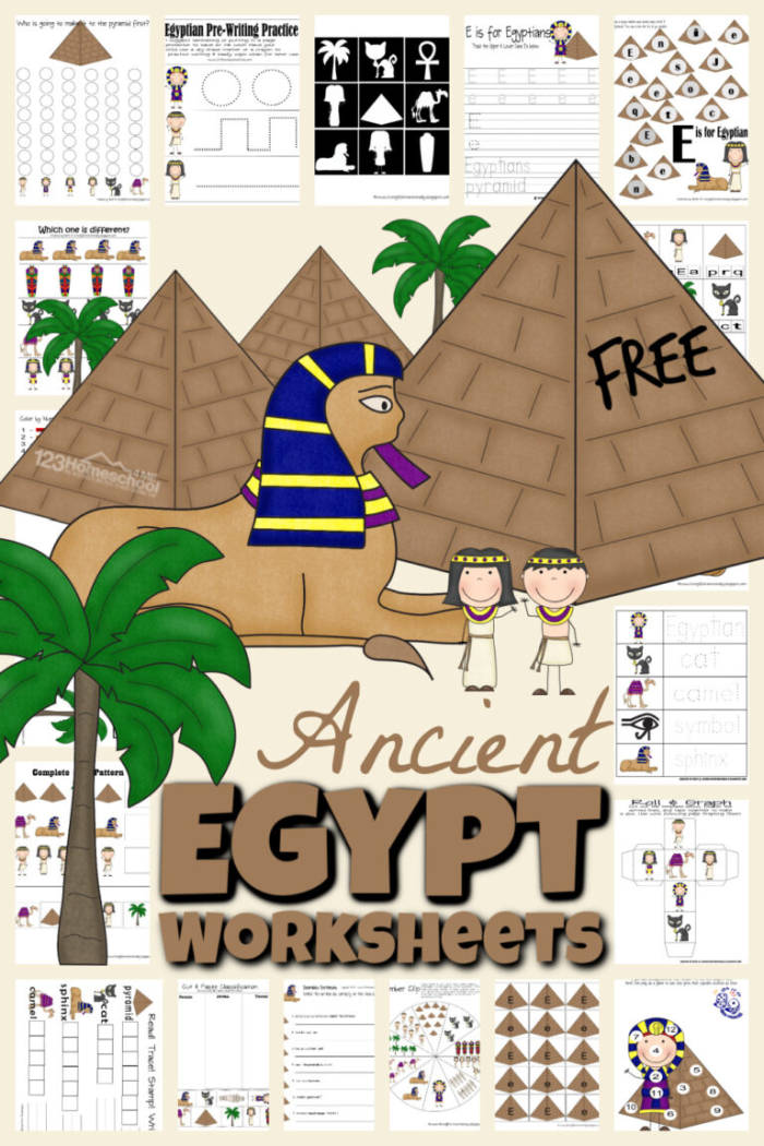 Third Grade All About Ancient Egypt worksheet featuring word search, quiz, and word scramble activities
