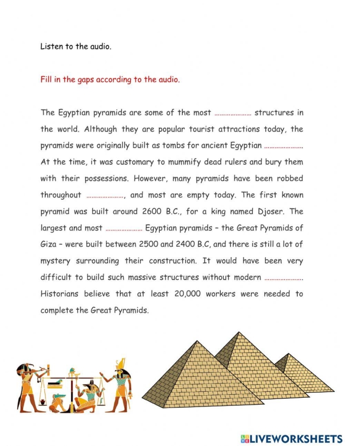 Third Grade Ancient Egypt worksheet featuring a word search, quiz, and word scramble activities