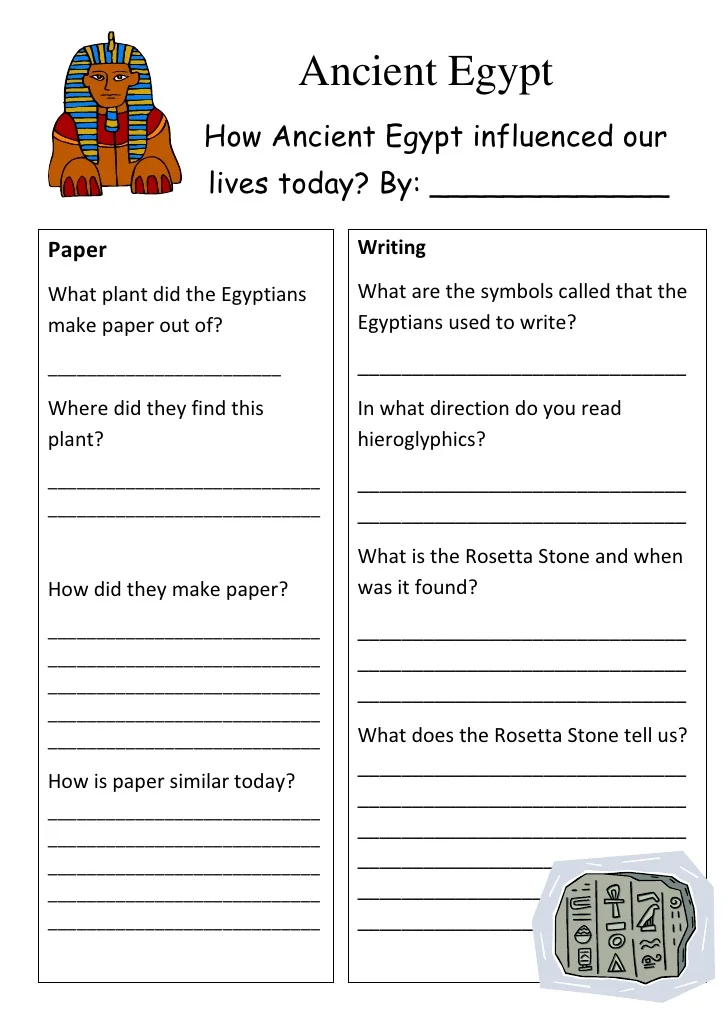 Third Grade All About Ancient Egypt worksheet featuring a word search and quiz activities