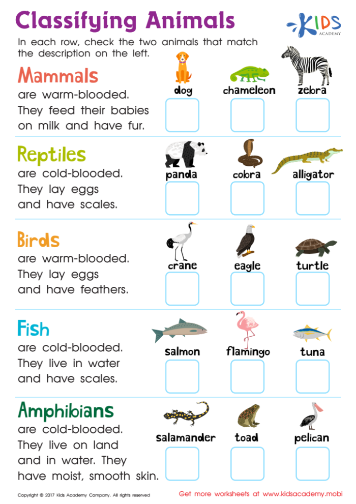 Colorful animal word search featuring various mammals for second graders