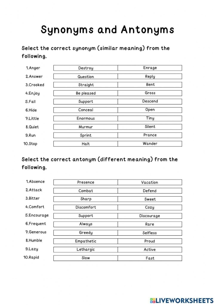 Match the Antonyms Level 2 worksheet focusing on opposite words for fourth graders Fourth Grade worksheet for matching antonyms in a fun vocabulary exercise