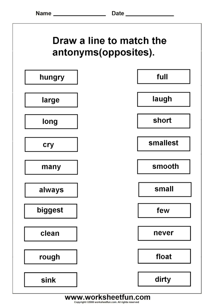 Engaging Match the Antonyms Level 2 worksheet for addition category students Fourth Grade worksheet for matching antonyms with fun vocabulary exercises