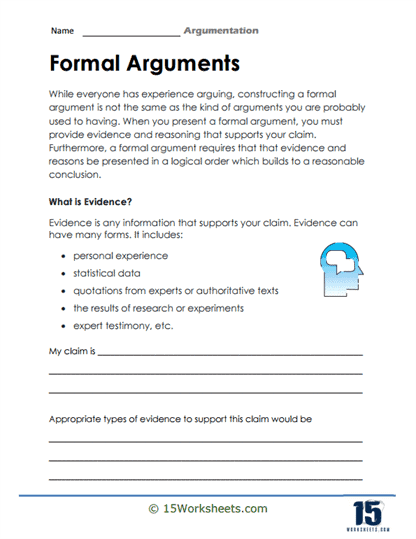 Worksheet featuring Argument Writing: Counter-Arguments for fourth graders