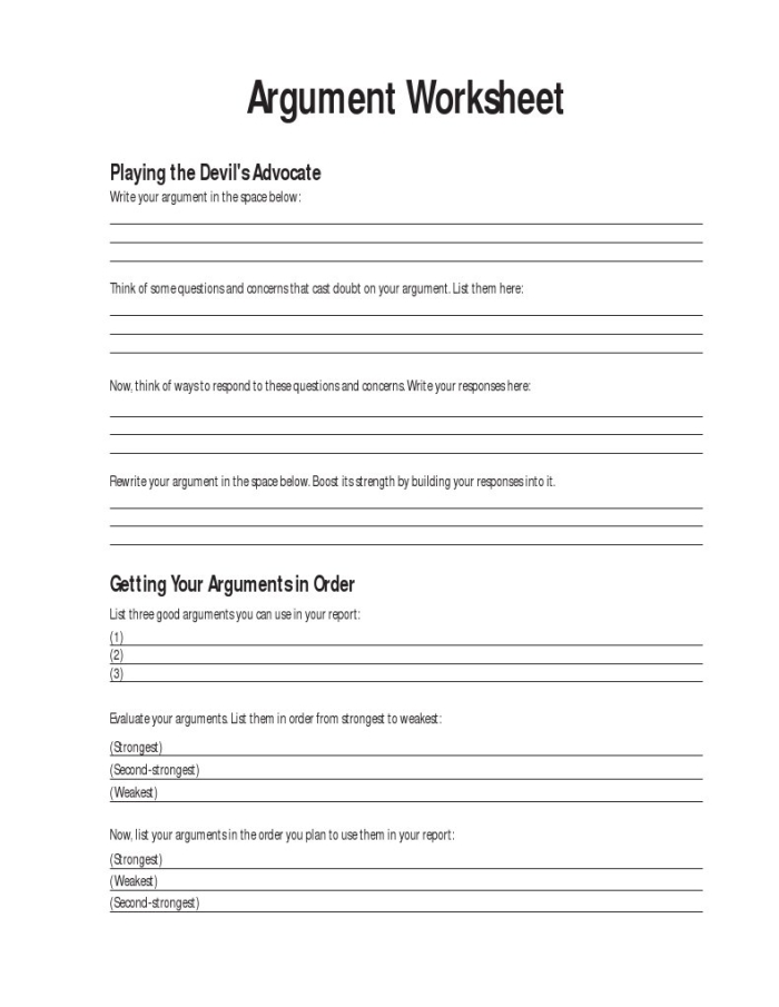 Worksheet for fourth graders focusing on counter-arguments and rebuttals in argument writing