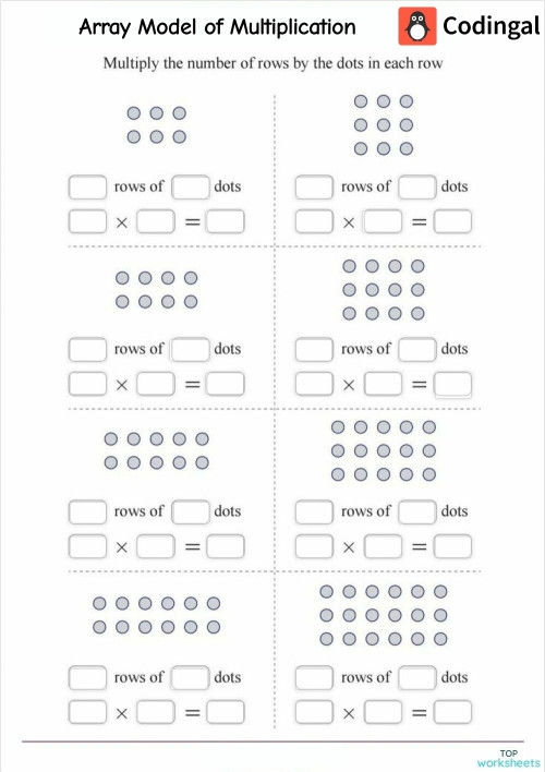 Zooming in on Arrays worksheet for creative story problem practice in second grade Second Grade worksheet focused on arrays with sentence frames and addition problems