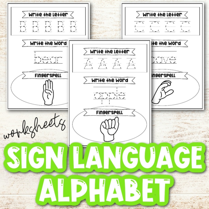 Fourth grade worksheet featuring American Sign Language alphabet practice with a decoded inspirational quote