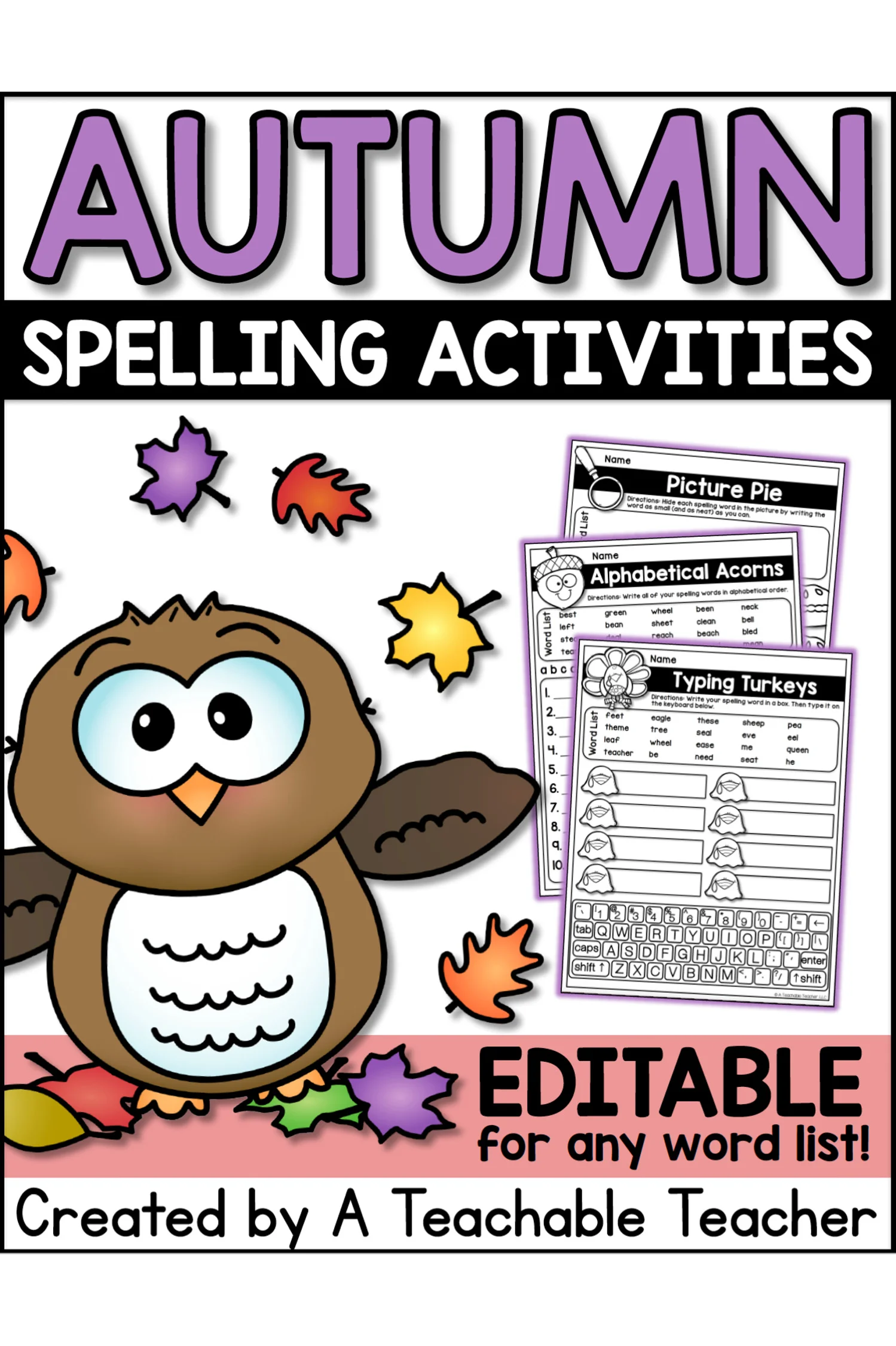 Worksheet 15 for practicing autumn vocabulary through spelling choices Second Grade Autumn Spelling worksheet showing a fun activity with misspelled fall words