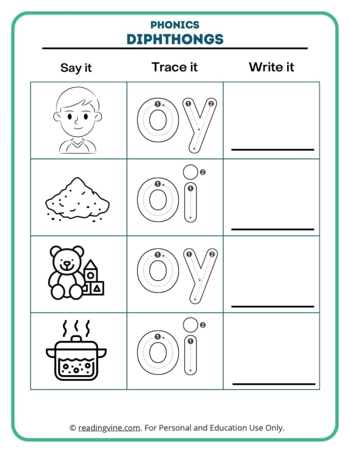 First graders practicing phonics with an AW diphthong worksheet focused on spelling and vocabulary
