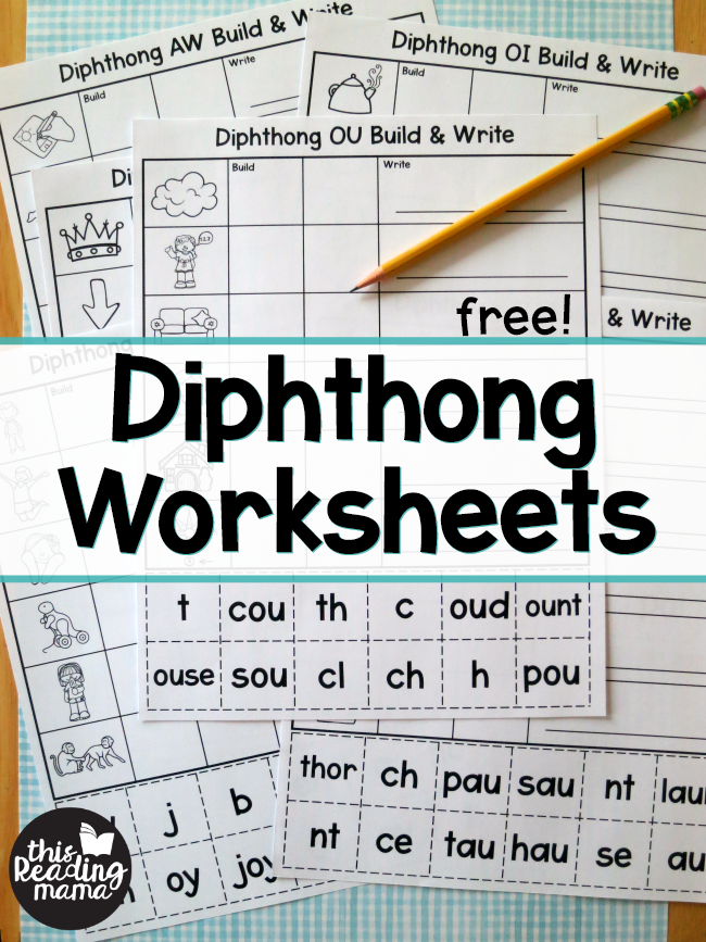 First Grade students practicing phonics with AW vowel diphthongs on a colorful worksheet