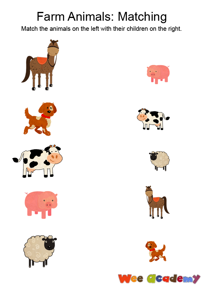 Engaging Baby Animal Match-Up worksheet for Pre-K syllable practice Baby animals waiting to be matched with their adult counterparts in a fun worksheet
