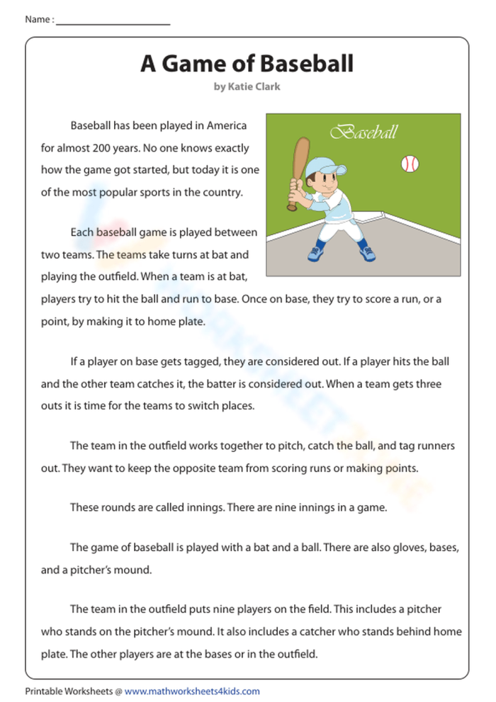 Engaging hands-on History of Baseball activity for fourth grade students number 7 Fourth grader completing a History of Baseball worksheet focused on measurement skills