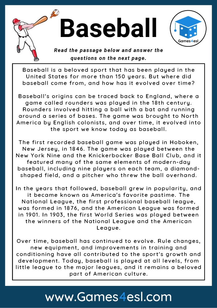 Third grade students learning about baseball history through a place value worksheet with reading comprehension questions