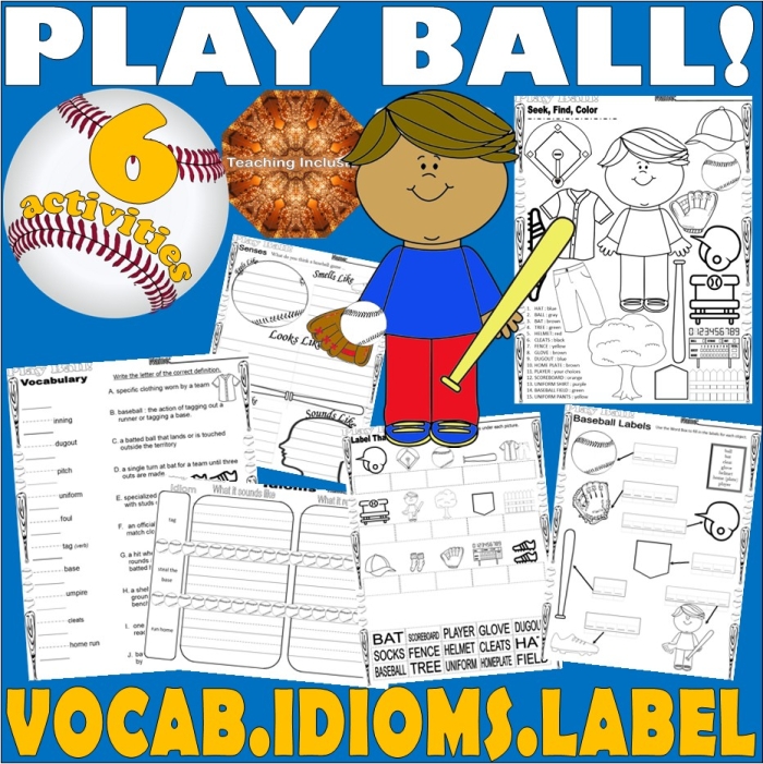 Engaging geometry activity featuring baseball terminology for students Baseball lingo matching worksheet for third graders to enhance sports vocabulary