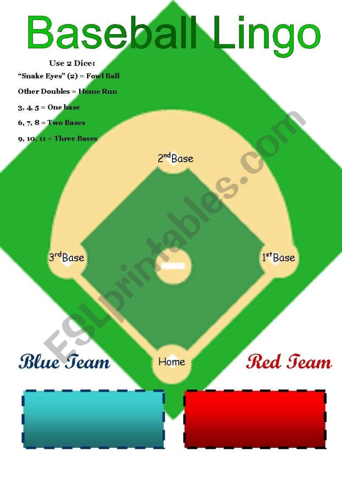 Worksheet to enhance understanding of baseball terms in geometry context Baseball lingo vocabulary matching worksheet for third graders