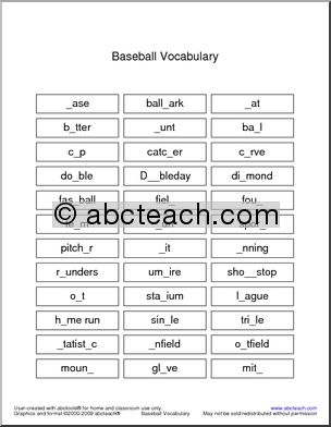 Engaging sports terminology exercise for young learners in grade three Baseball lingo vocabulary matching worksheet for third graders' geometry lesson