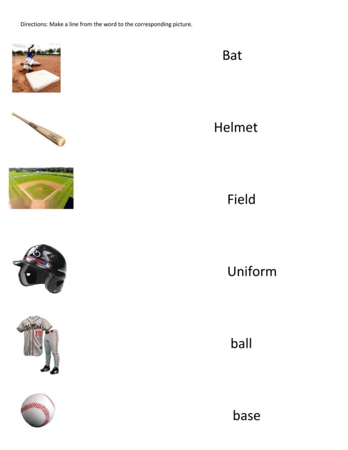 Engaging worksheet to enhance understanding of baseball terminology Baseball lingo vocabulary matching worksheet for third graders