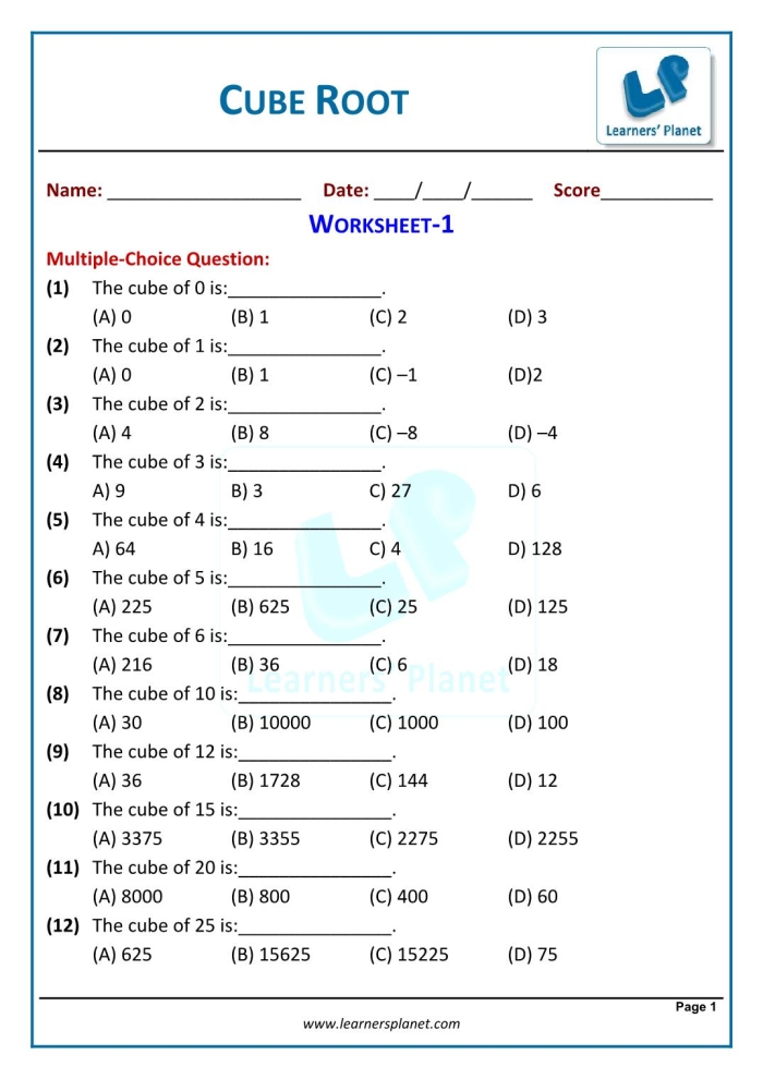 Practice problems for solving equations containing cubed variables and cube roots Eighth grade student solving cubic equations with cube root operations on a math worksheet