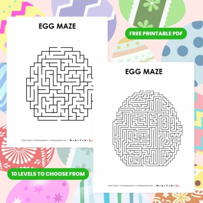 Easter eggs maze activity for preschool children learning place value concepts