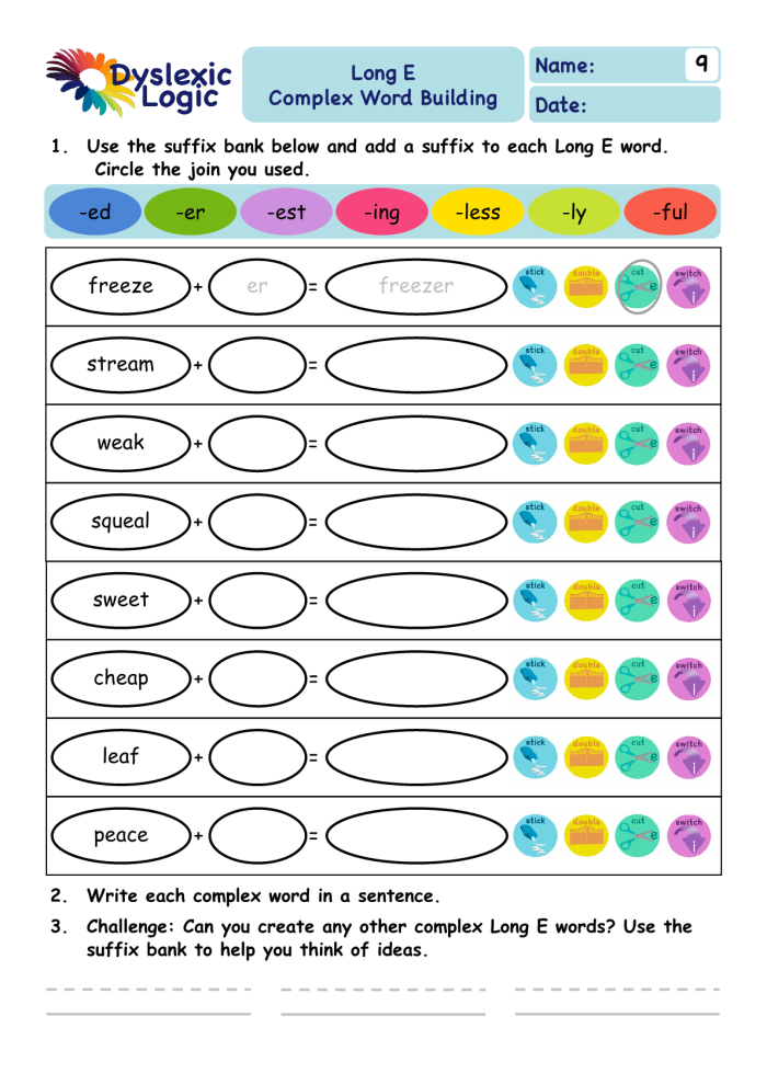 Long E Words Sorting Exercise 23 First grade long e sound words sorting activity worksheet for phonics practice