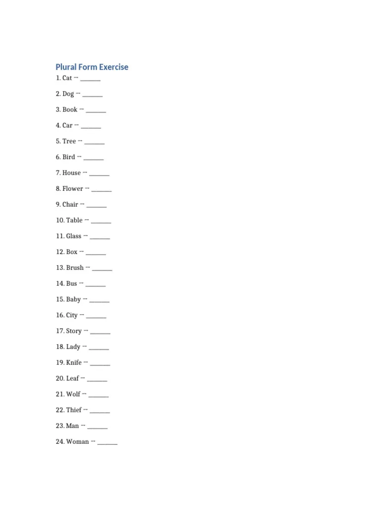 Third grade worksheet showing singular and plural noun conversion exercises for regular nouns