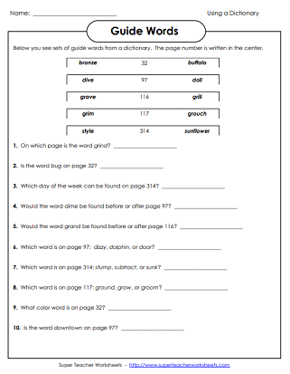 Second graders learning to identify dictionary entry parts and definitions with guided practice exercises
