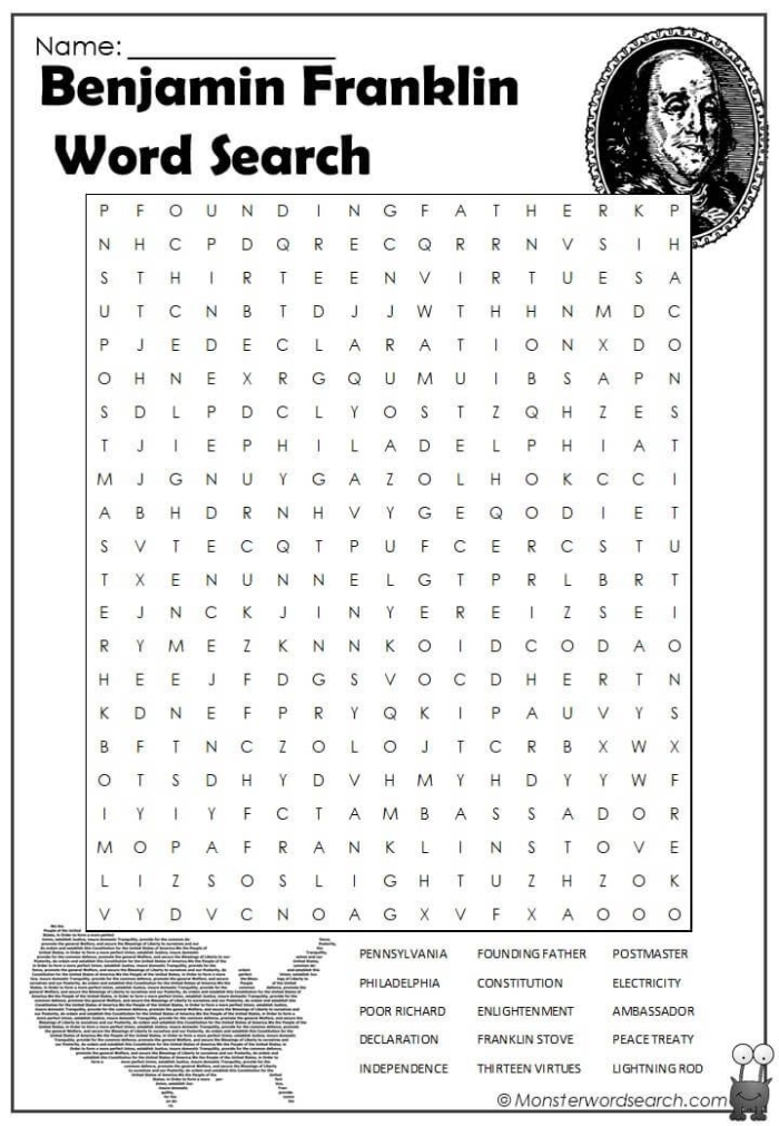 Benjamin Franklin Learning Activity for Young Students A second grade worksheet page featuring Benjamin Franklin with writing activities and fun facts about his life and accomplishments