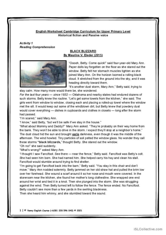 Engage young readers with a classic story in this Black Beauty comprehension worksheet Fifth grade worksheet focused on reading comprehension using Black Beauty passage