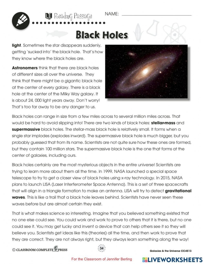 Fifth grade students learning about black holes and space science concepts with multiplication practice problems