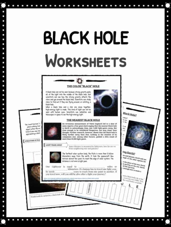 Fifth grade multiplication worksheet about black holes in space with math problems and educational content