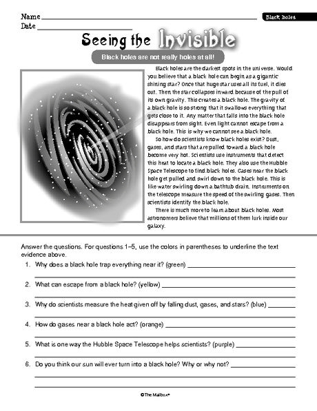Fifth grade students learning about black holes and space science concepts with multiplication practice worksheet activities