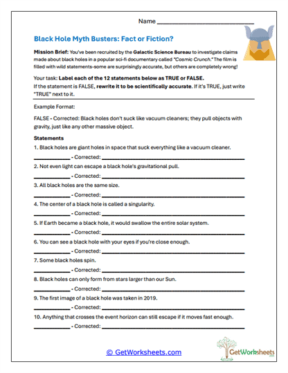 Fifth grade students learning about black holes and space science with multiplication practice problems on a worksheet