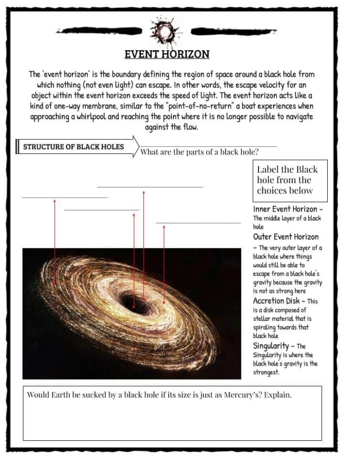 Fifth grade multiplication worksheet featuring black hole space science exploration activity for students