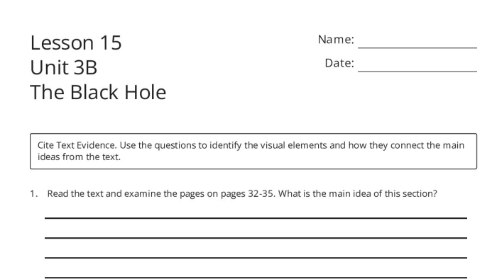 Fifth grade students learning about black holes and space science concepts through an illustrated multiplication worksheet activity