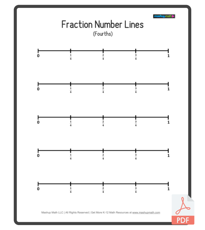 Blank number line template with evenly spaced tick marks for second grade math activities and problem-solving practice