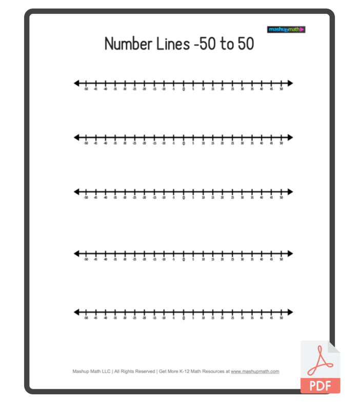 A blank number line template showing evenly spaced tick marks and numbers for second grade math problem solving activities