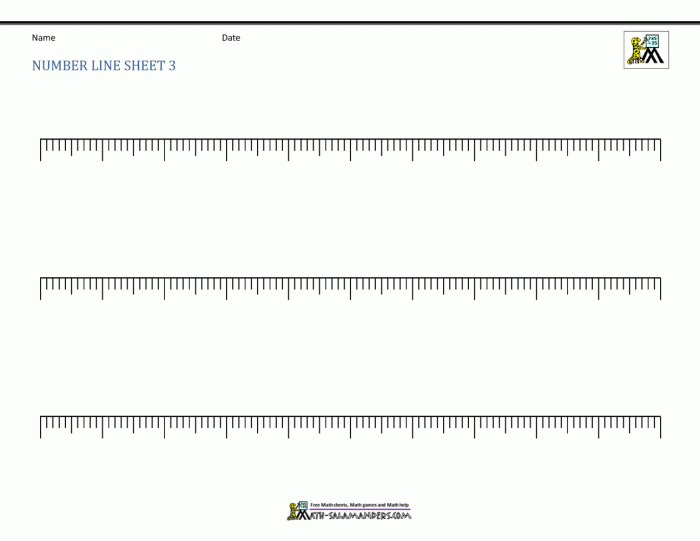 Blank number line template with evenly spaced tick marks for second grade math problem solving activities