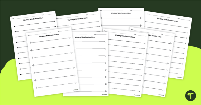 Blank number line template with empty boxes for second grade math problem solving