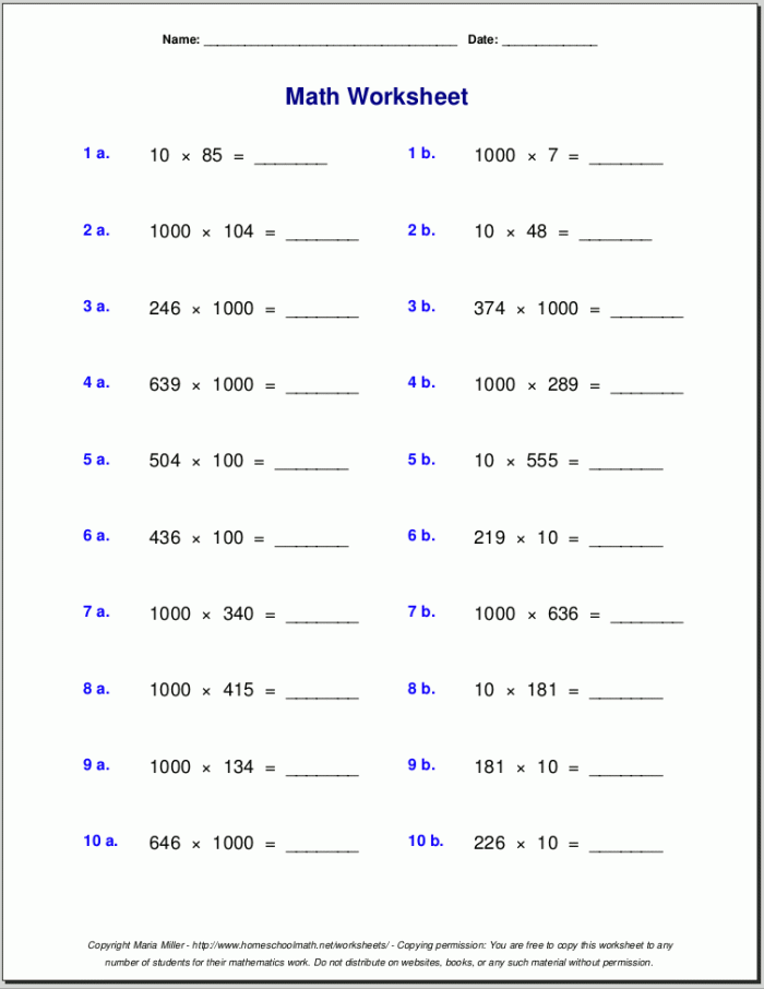 Multiplying by five practice sheet for third graders, image 13 Third grade multiplication worksheet for practicing multiplication by 5