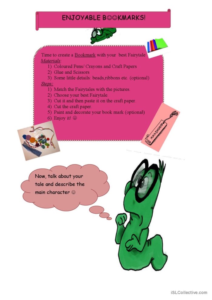 Brainzy Bookmarks worksheet for Pre-K