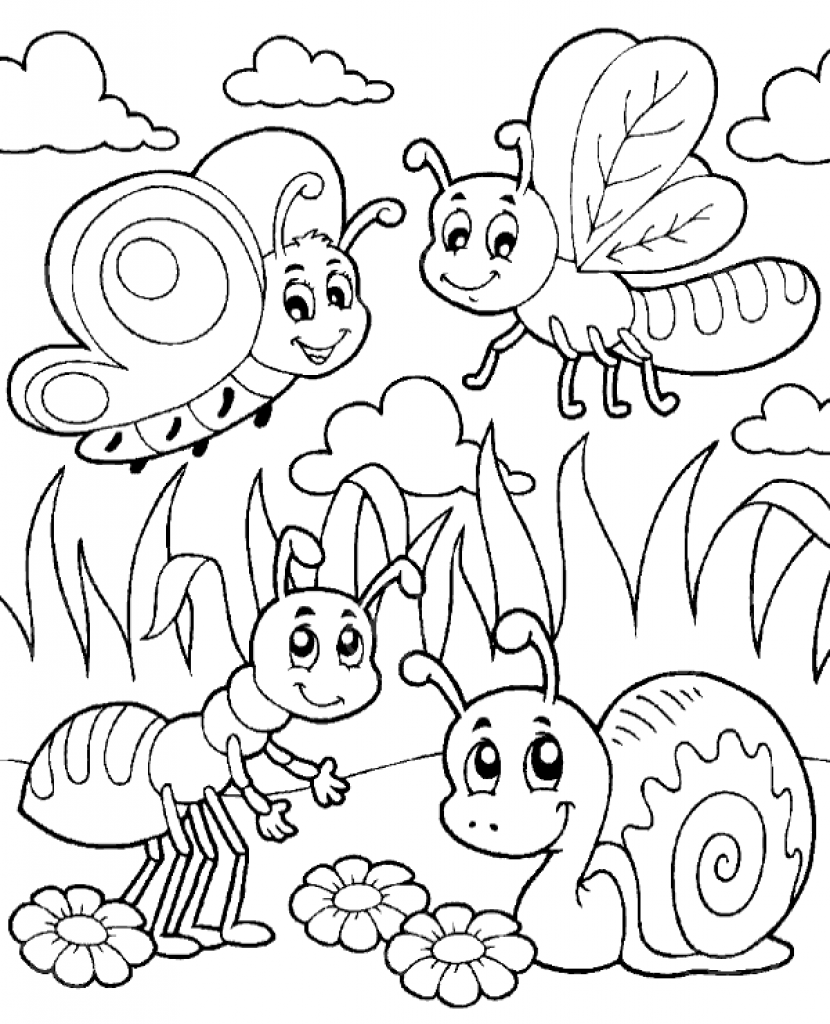 Bugs in Nature worksheet for Pre-K and Kindergarten students, image 3 Coloring page featuring various bugs for young children to color and explore nature